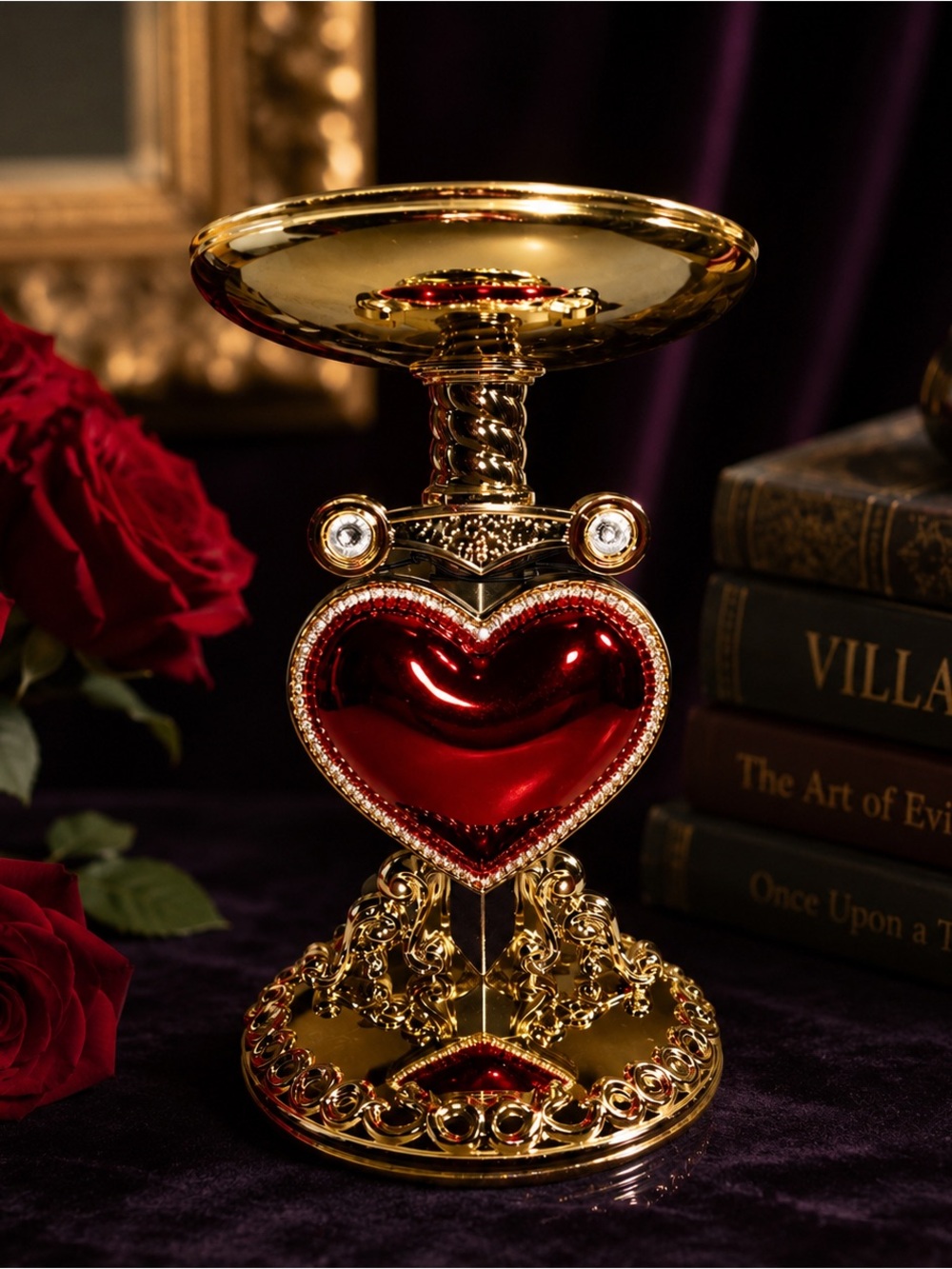 Bath & Body Works 7.5" Disney Evil Queen Gems Pierced Heart 3-Wick Candle Holder